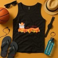 Hello Autumn Cute Cat Tank Top thumb 4