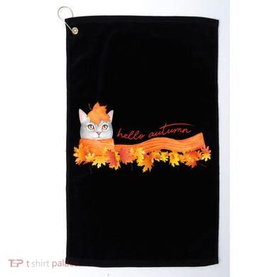 Hello Autumn Cute Cat Golf Towel