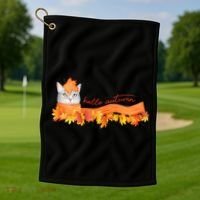 Hello Autumn Cute Cat Golf Towel thumb 1