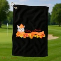 Hello Autumn Cute Cat Golf Towel thumb 1