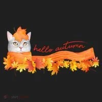 Hello Autumn Cute Cat Golf Towel thumb 3