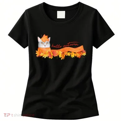Hello Autumn Cute Cat Women's T-Shirt