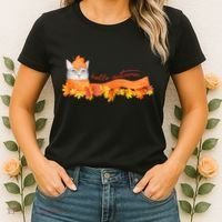 Hello Autumn Cute Cat Women's T-Shirt thumb 2