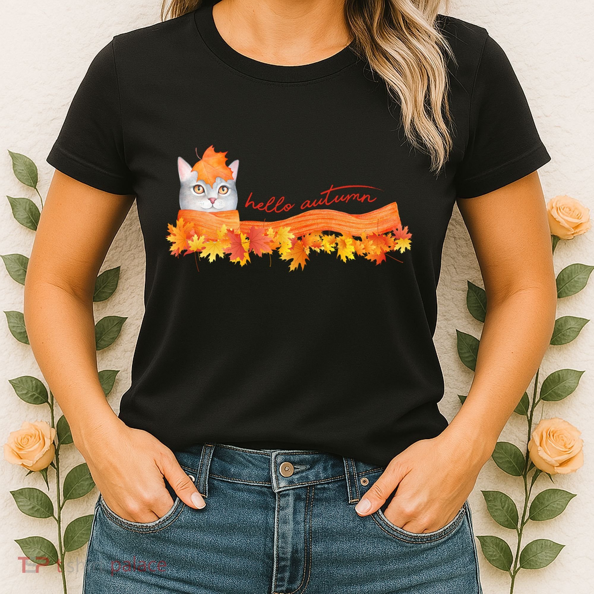 Hello Autumn Cute Cat Women's T-Shirt