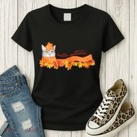 Hello Autumn Cute Cat Women's T-Shirt thumb 3