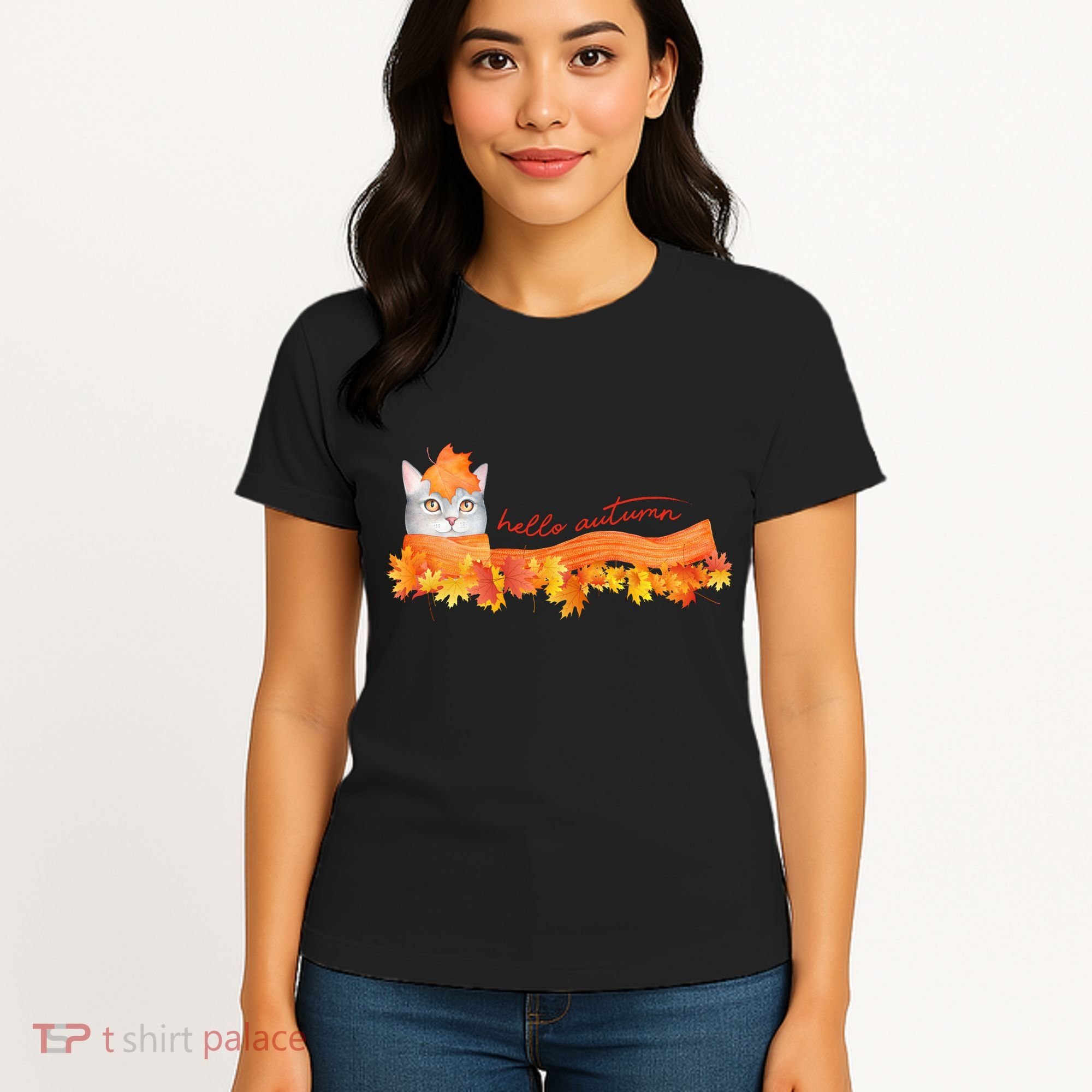 Hello Autumn Cute Cat Women's T-Shirt