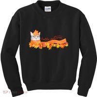 Hello Autumn Cute Cat Kids Sweatshirt thumb 0
