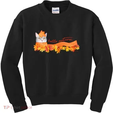 Hello Autumn Cute Cat Kids Sweatshirt