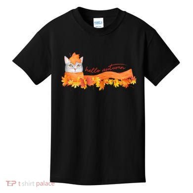 Hello Autumn Cute Cat Kids T-Shirt