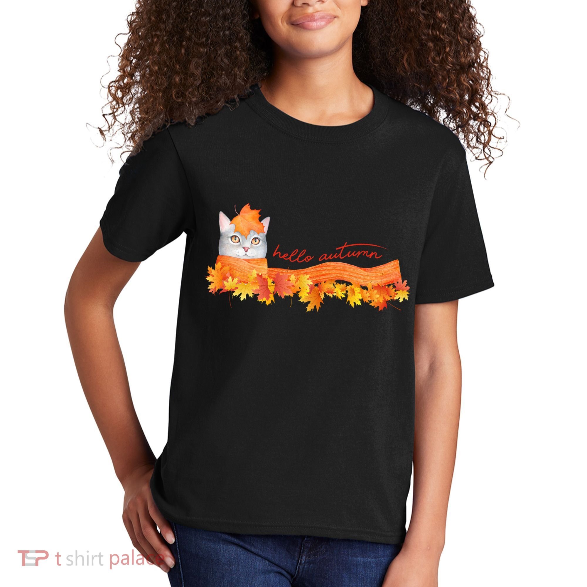 Hello Autumn Cute Cat Kids T-Shirt