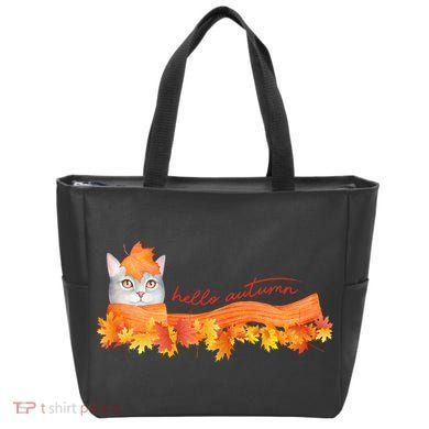Hello Autumn Cute Cat Tote Bag