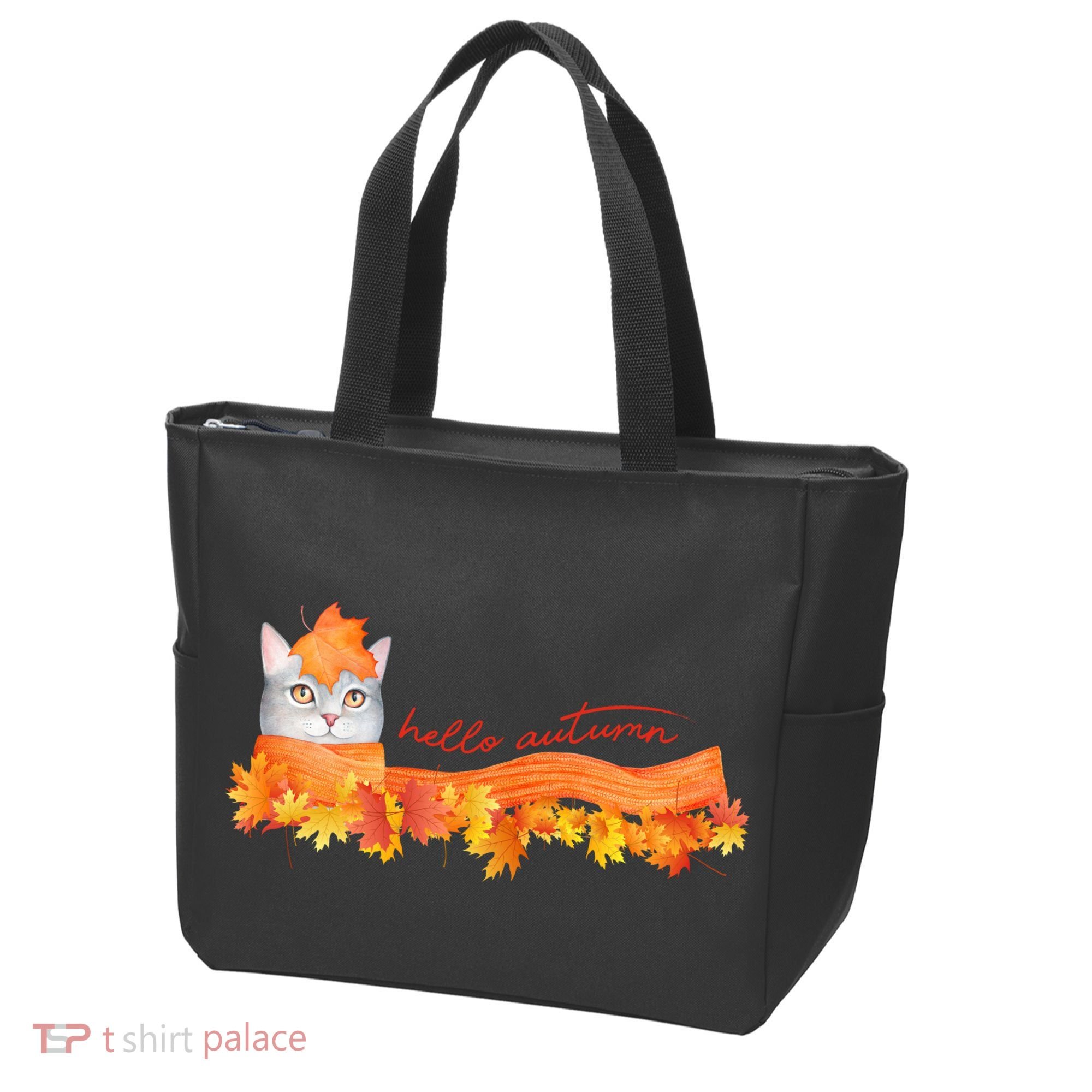 Hello Autumn Cute Cat Tote Bag