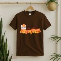 Hello Autumn Cute Cat T-Shirt thumb 2