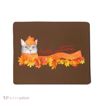 Hello Autumn Cute Cat Mousepad