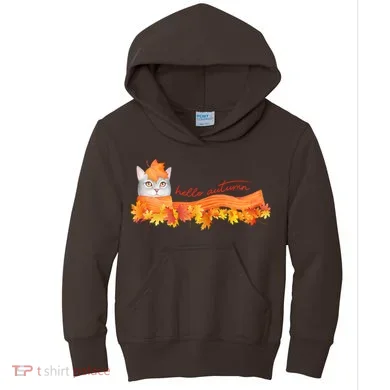 Hello Autumn Cute Cat Kids Hoodie