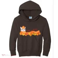 Hello Autumn Cute Cat Kids Hoodie thumb 0