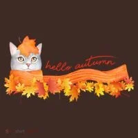 Hello Autumn Cute Cat Kids Hoodie thumb 2