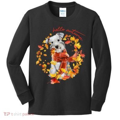 Hello Autumn Cute Dog Kids Long Sleeve Shirt
