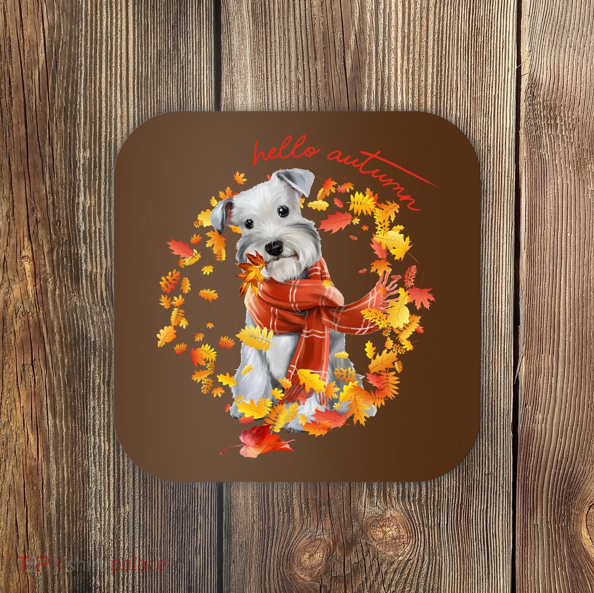 Hello Autumn Cute Dog Coaster