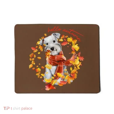 Hello Autumn Cute Dog Mousepad