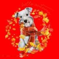 Hello Autumn Cute Dog Santa Hat thumb 1