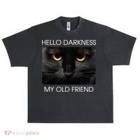 Hello Darkness My Old Friend Cat Urban Oversized Heavyweight T-Shirt thumb 0