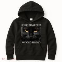 Hello Darkness My Old Friend Cat Kids Hoodie thumb 0