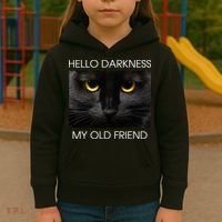 Hello Darkness My Old Friend Cat Kids Hoodie thumb 3