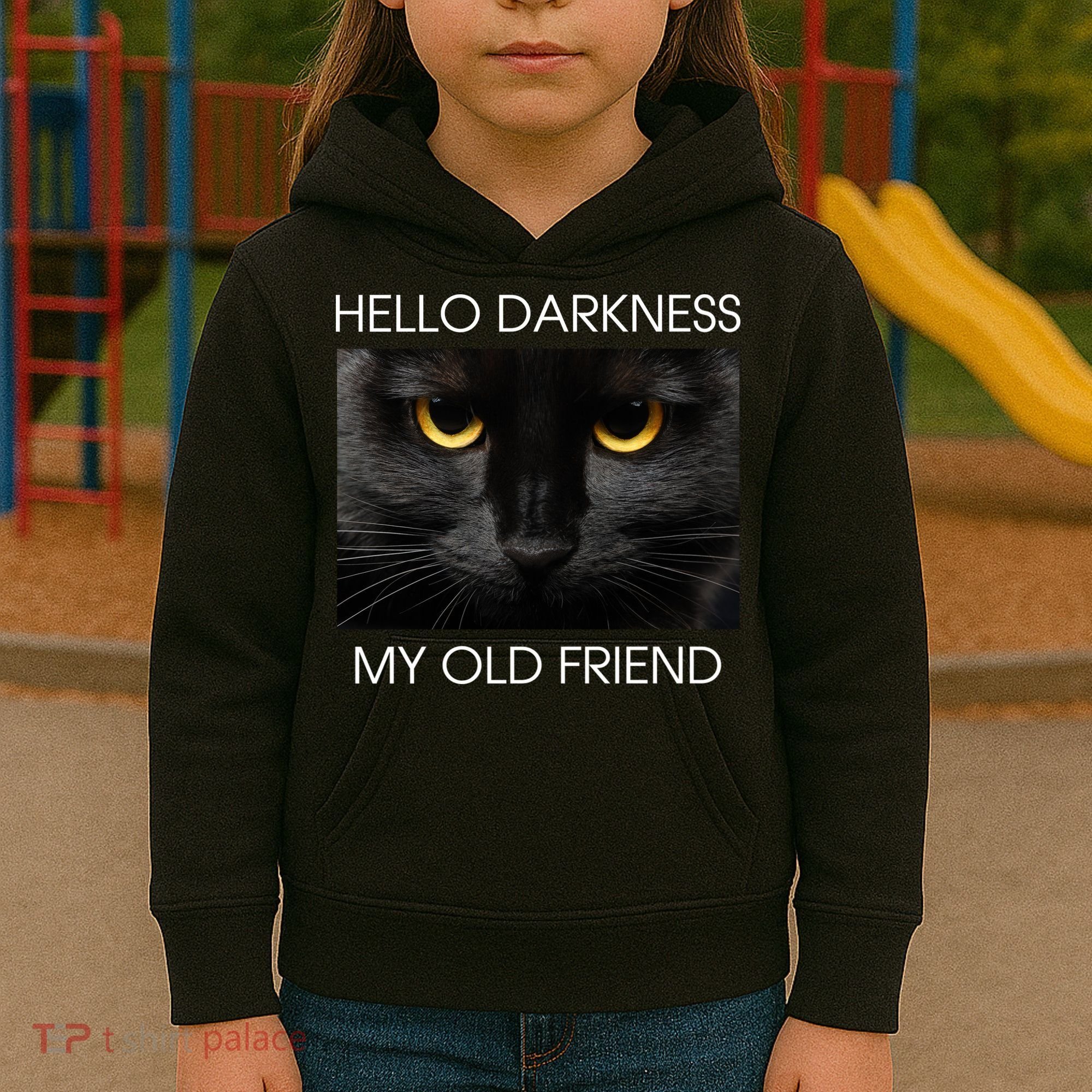 Hello Darkness My Old Friend Cat Kids Hoodie