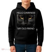 Hello Darkness My Old Friend Cat Kids Hoodie thumb 4