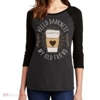 Hello Darkness My Old Friend Coffee Lover Women's Tri-Blend 3/4-Sleeve Raglan Shirt thumb 2