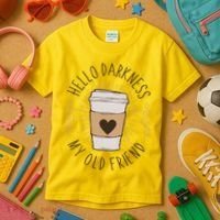 Hello Darkness My Old Friend Coffee Lover Kids T-Shirt thumb 3