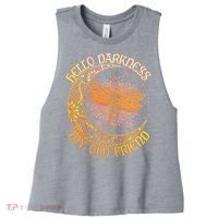 Hello Darkness My Old Friend Dragonfly Moon Women's Racerback Cropped Tank thumb 0