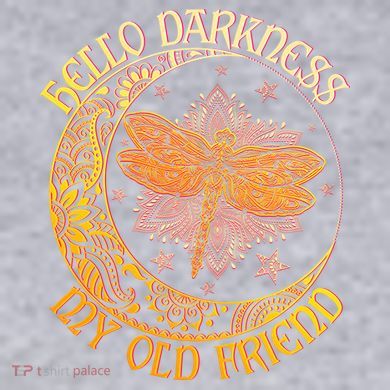 Hello Darkness My Old Friend Dragonfly Moon Women's Racerback Cropped Tank