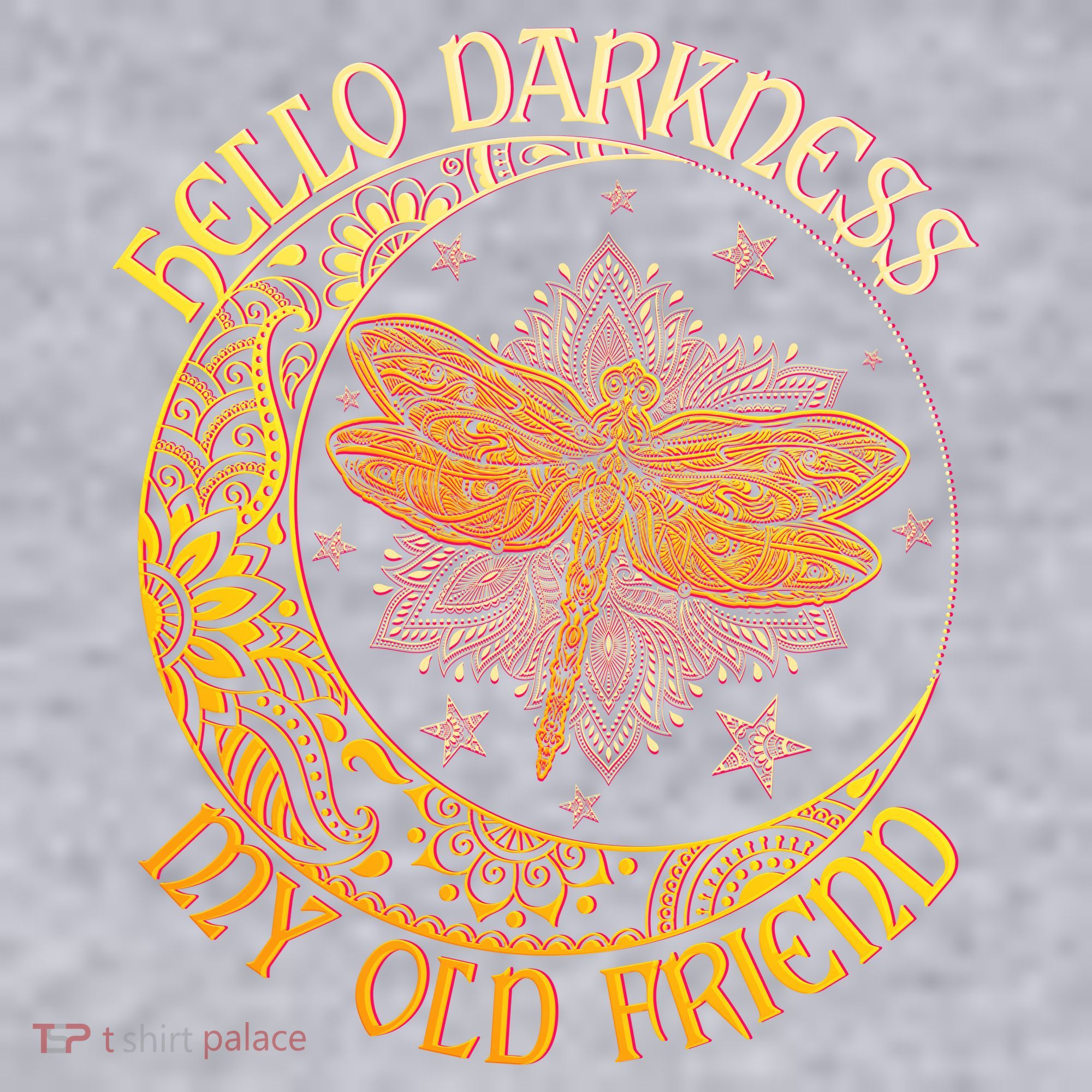 Hello Darkness My Old Friend Dragonfly Moon Women's Racerback Cropped Tank