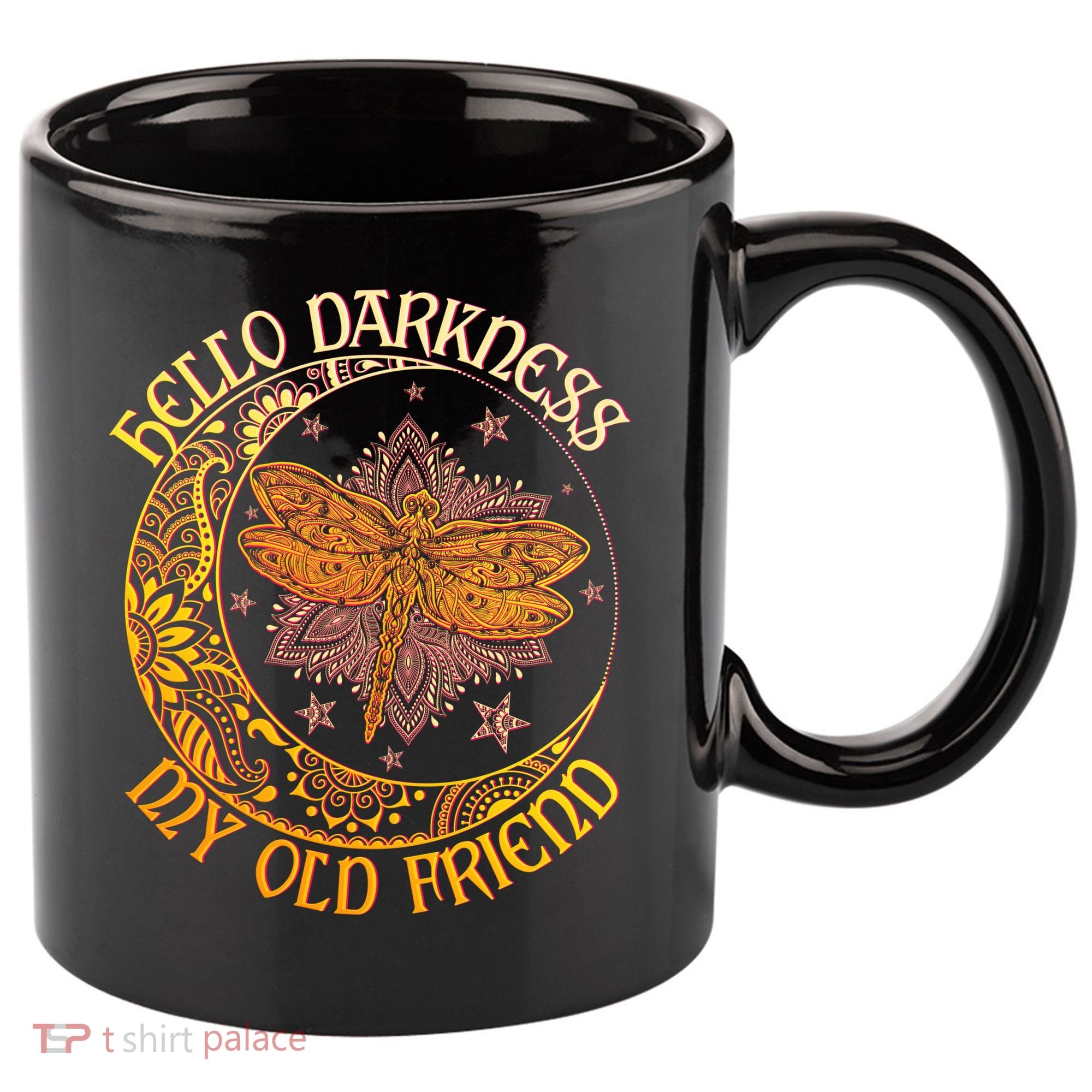 Hello Darkness My Old Friend Dragonfly Moon 11oz C Handle Ceramic Mug