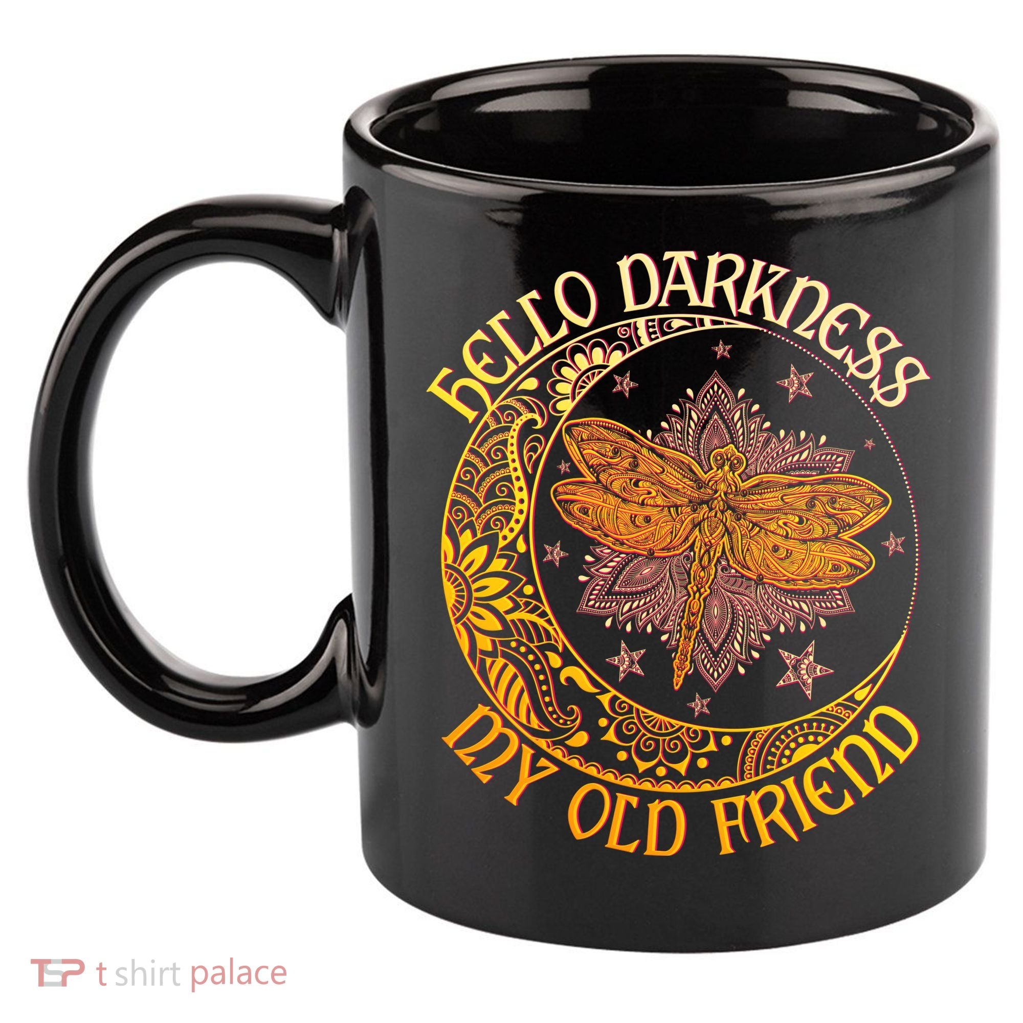 Hello Darkness My Old Friend Dragonfly Moon 11oz C Handle Ceramic Mug