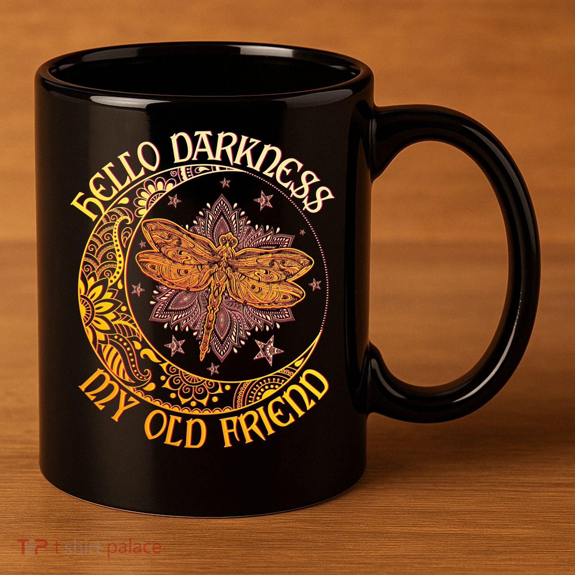 Hello Darkness My Old Friend Dragonfly Moon 11oz C Handle Ceramic Mug