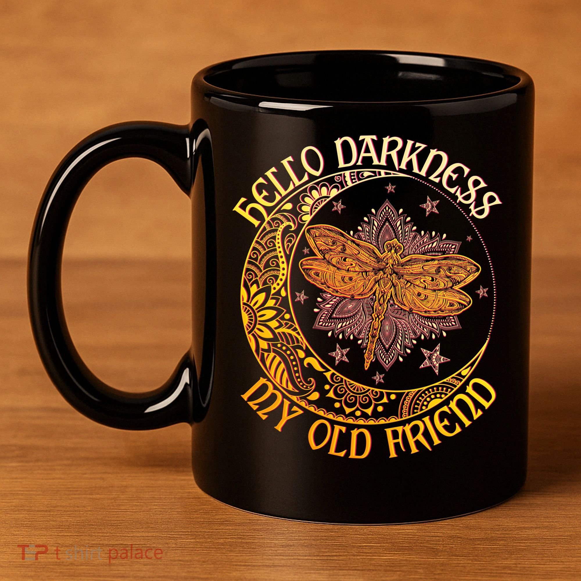 Hello Darkness My Old Friend Dragonfly Moon 11oz C Handle Ceramic Mug