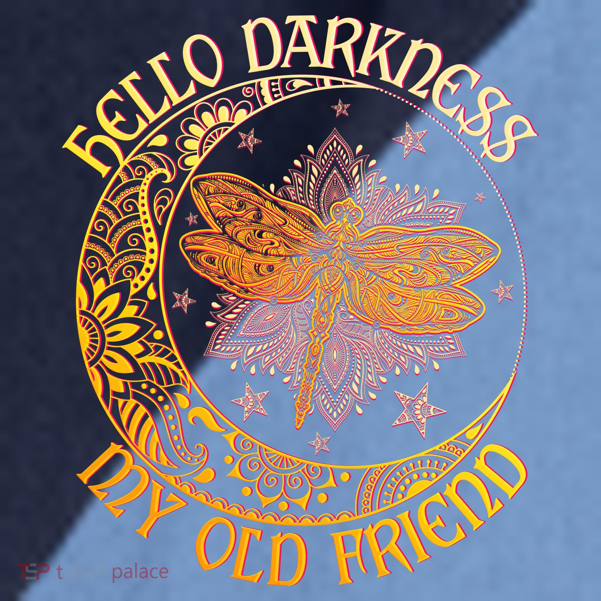 Hello Darkness My Old Friend Dragonfly Moon Raglan Baseball Sleeve Shirt