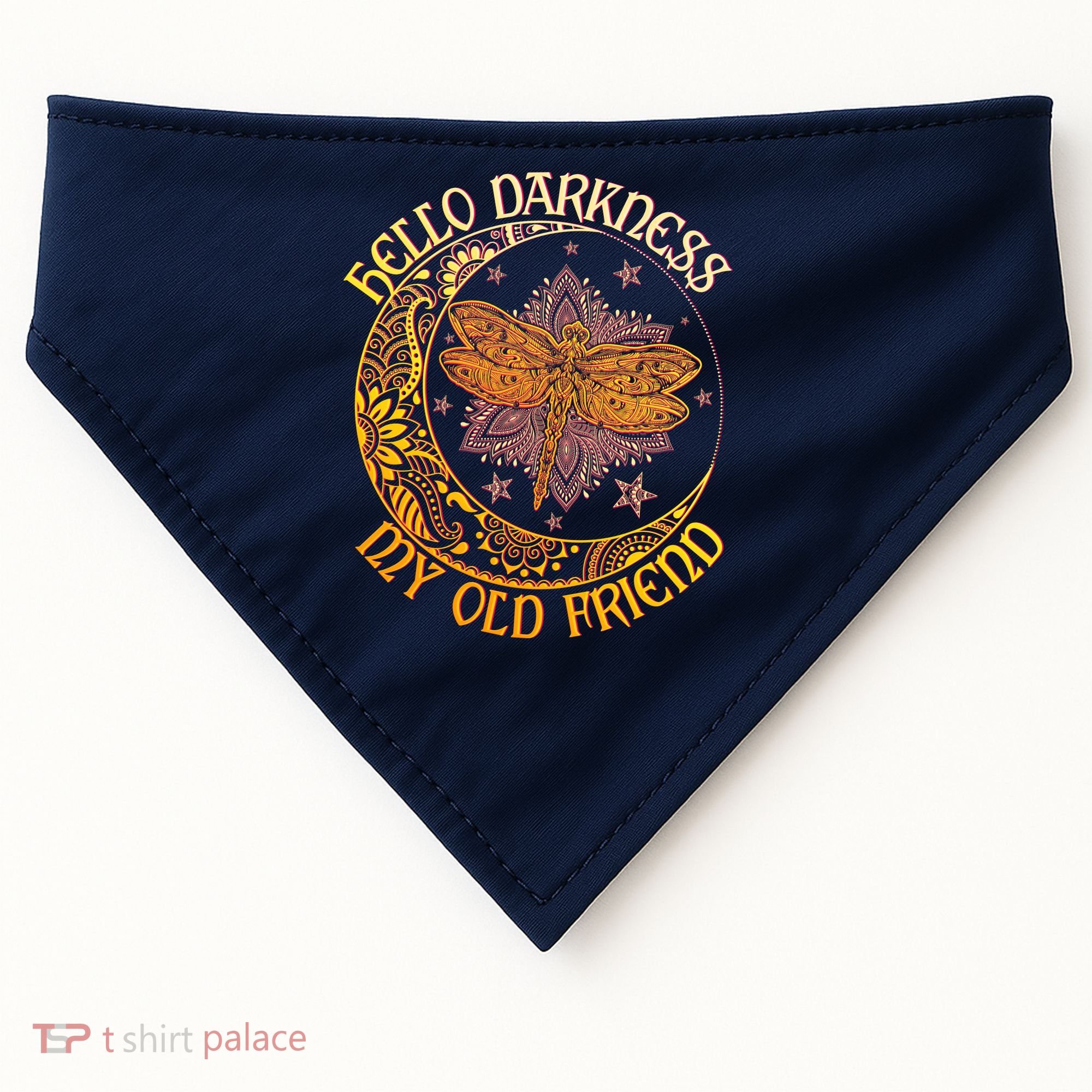 Hello Darkness My Old Friend Dragonfly Moon USA-Made Doggie Bandana