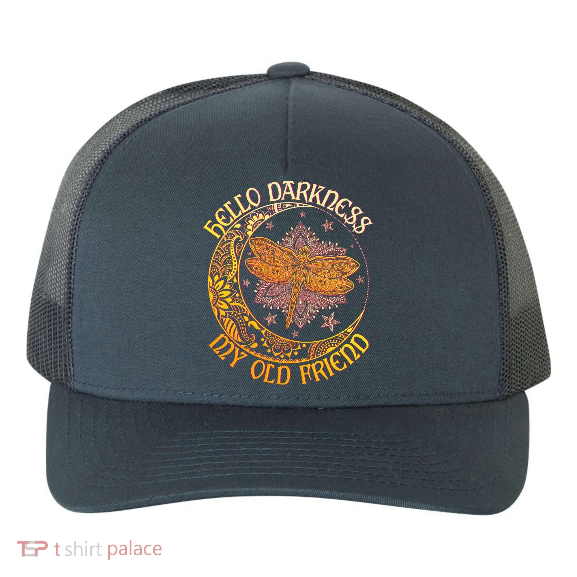 Hello Darkness My Old Friend Dragonfly Moon Yupoong Adult 5-Panel Trucker Hat