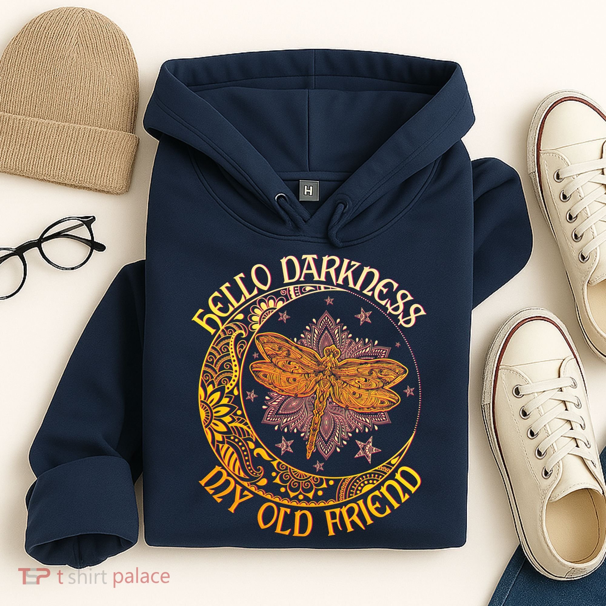 Hello Darkness My Old Friend Dragonfly Moon Hoodie
