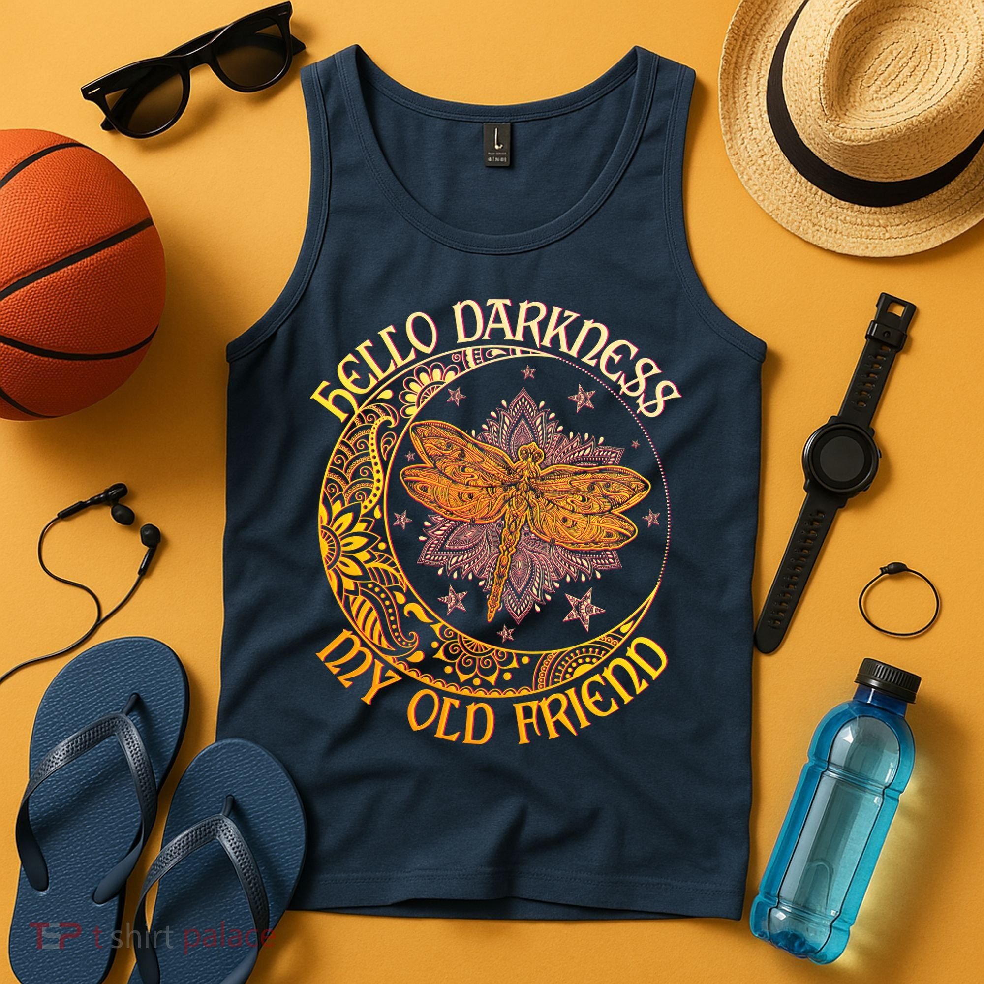 Hello Darkness My Old Friend Dragonfly Moon Tank Top