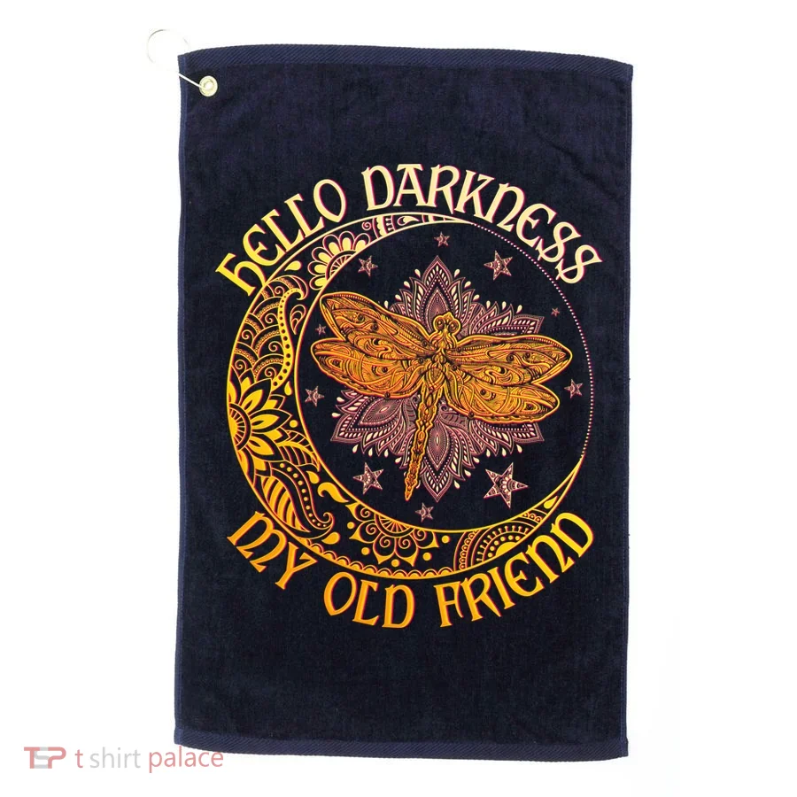 Hello Darkness My Old Friend Dragonfly Moon Golf Towel