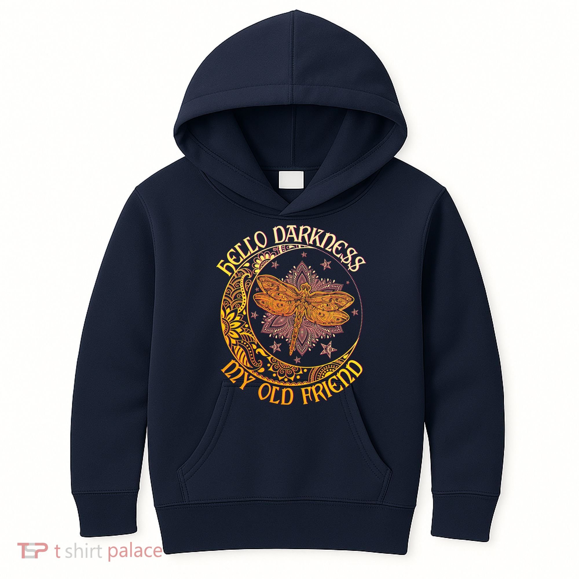 Hello Darkness My Old Friend Dragonfly Moon Kids Hoodie