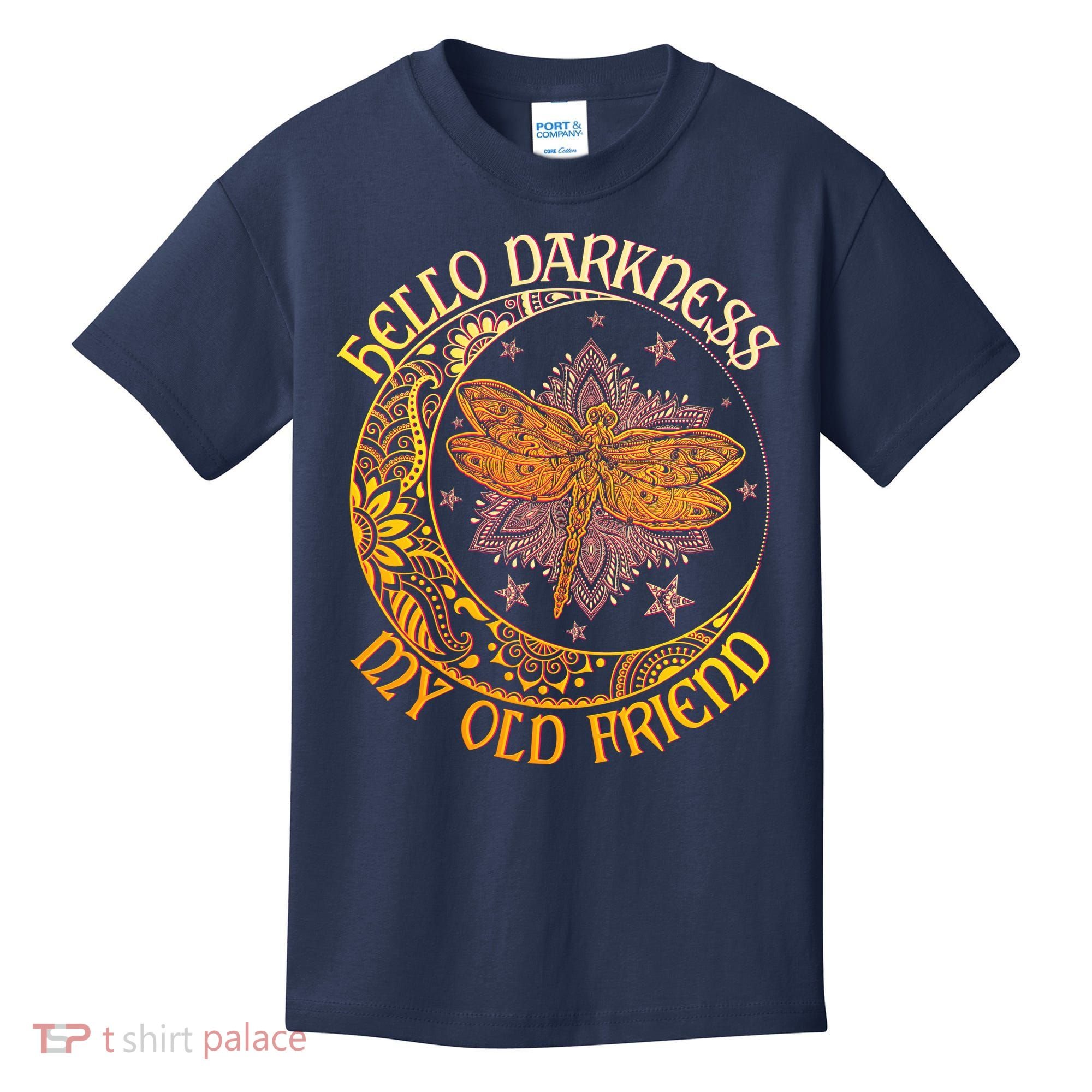 Hello Darkness My Old Friend Dragonfly Moon Kids T-Shirt