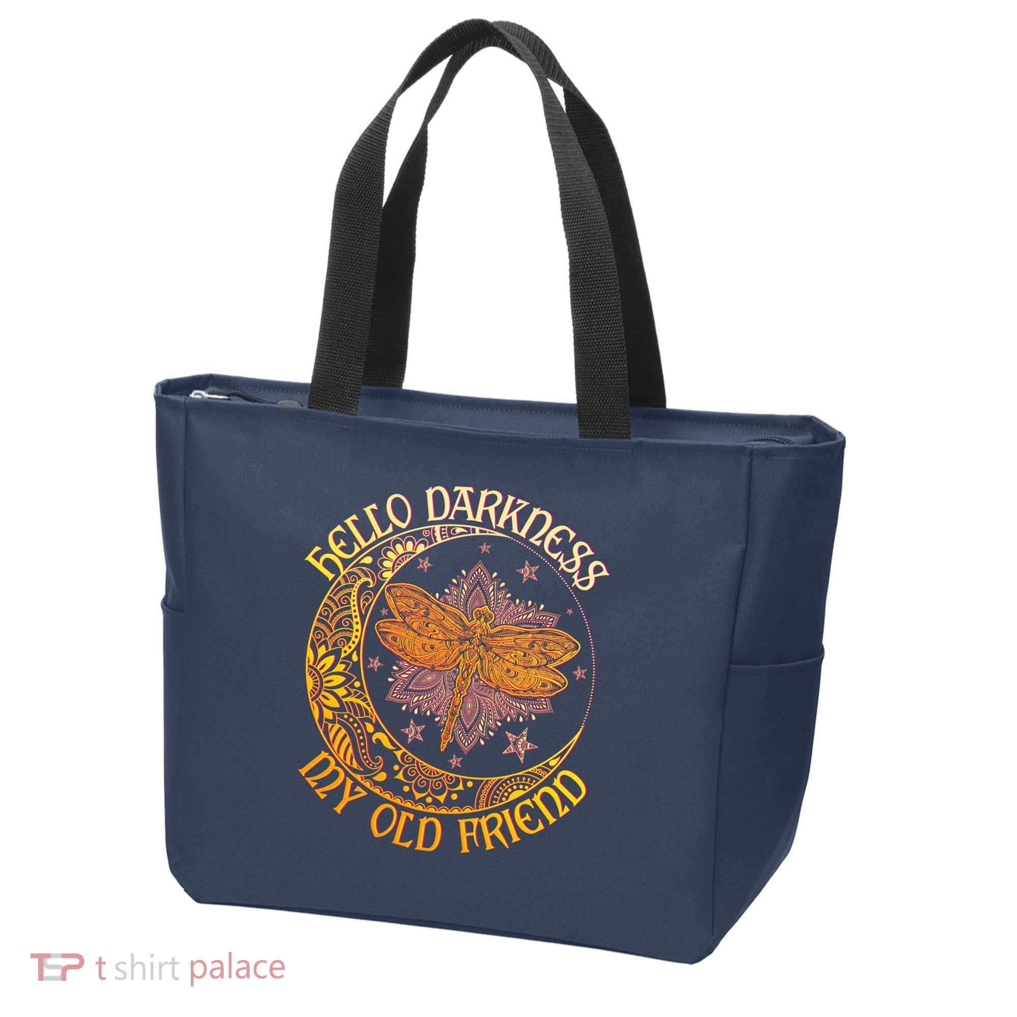 Hello Darkness My Old Friend Dragonfly Moon Tote Bag