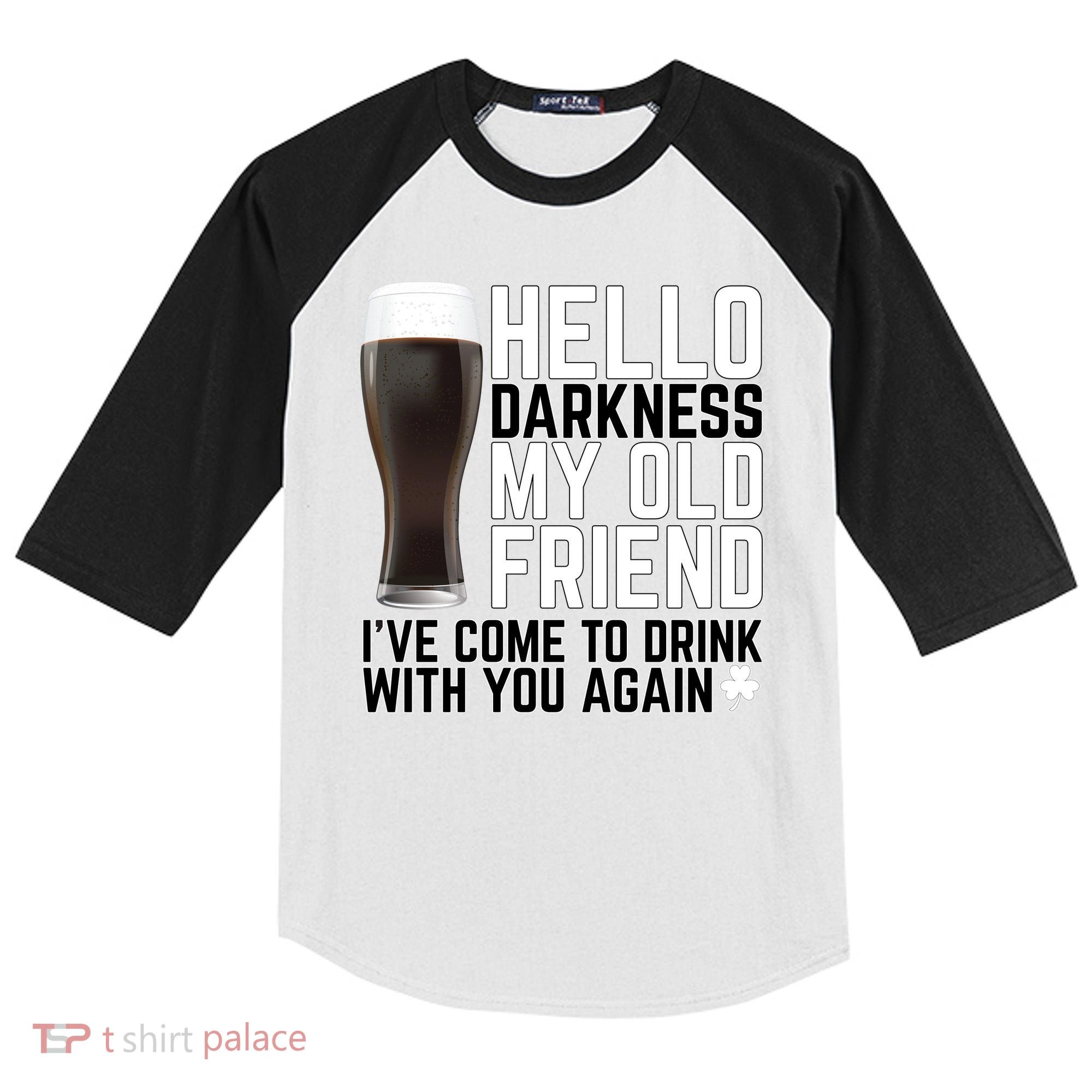 Hello Darkness My Old Friend Funny Drinking Kids Colorblock Raglan Jersey