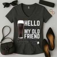 Hello Darkness My Old Friend Funny Drinking Women's V-Neck T-Shirt thumb 2